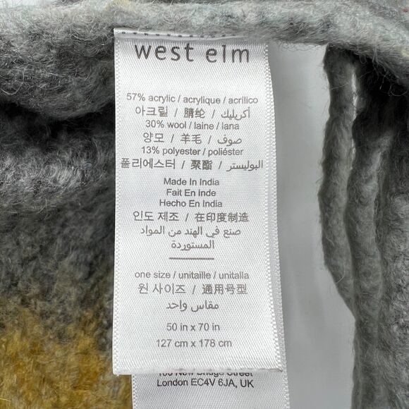 West Elm Gray and Teal Fleece Blanket 50 in x 70 in - Picture 2 of 5